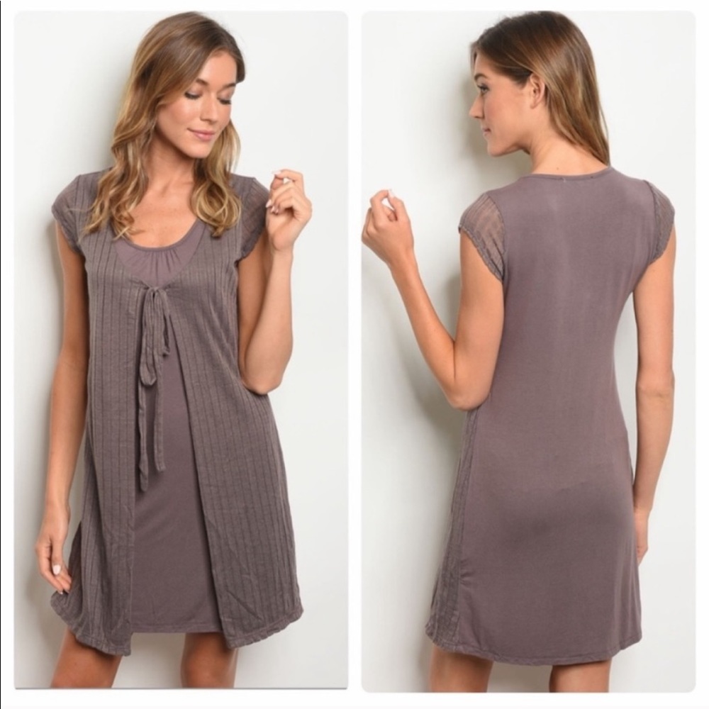 Mocha Tie Front Dress 🦋